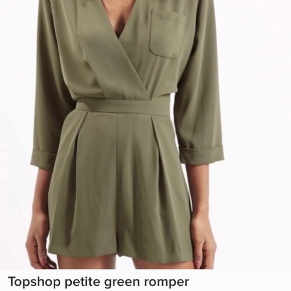 Topshop Dresses & Skirts - Petite Topshop Olive Green Draped Romper